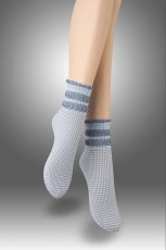画像1: ショートストッキング（チェック柄・フリル・ブルー×ホワイト）[LISETTA Socks jeans]※2足までメール便対象【送料無料・即日発送】 (1)