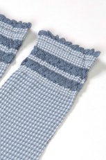 画像6: ショートストッキング（チェック柄・フリル・ブルー×ホワイト）[LISETTA Socks jeans]※2足までメール便対象【送料無料・即日発送】 (6)